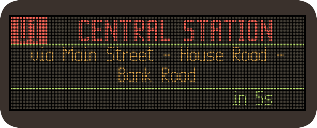 Der emulierte Hamburger U-Bahn-Zugzielanzeiger mit U4-Linie und Countdown